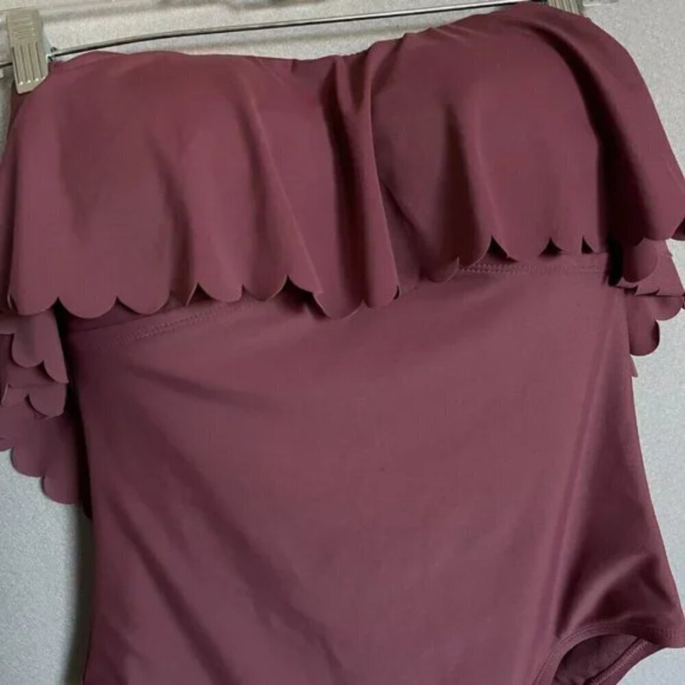 Kona Sol Flounce One Piece Swimsuit in Pink Mulberry Size M - Picture 5 of 9